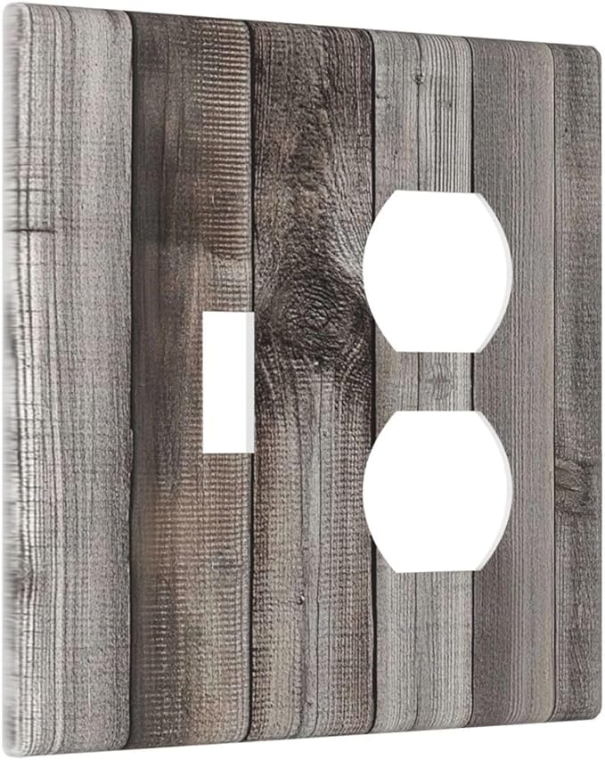 Wallplates Vintage Brown Gray Wood Texture 1 Toggle 1 Duplex Switch Plate Electrical Gfci Faceplate Decorative Light Switch Covers For Farmhouse Cabin Decor