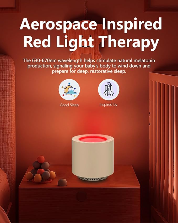 White Noise Sound Machine: Red Light Therapy Sleep Sound Machine with 38 Soothing Sounds & Calming Womb Soother, Memory Function, Dimmable Nursery Night Light with Timer for Baby Adult Gift