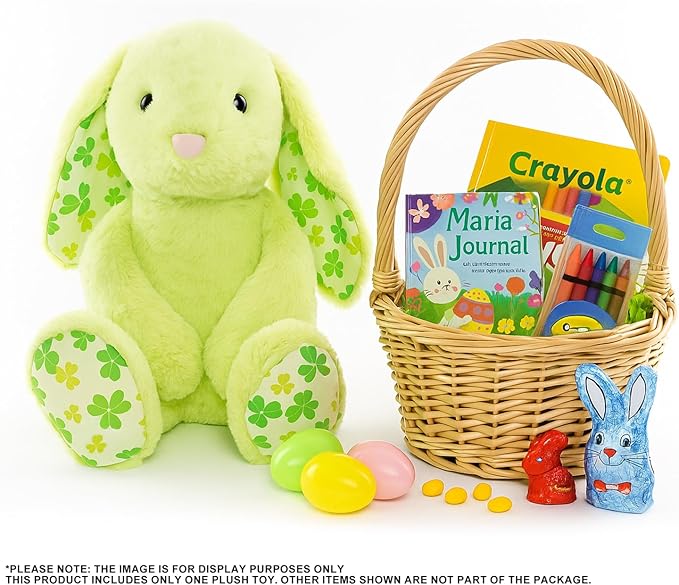 WEIGEDU Green Rabbit Bunny Stuffed Animal Plush Toy with Floppy Ears & Shamrock Print for Kids, Boys, Girls, Babies - Perfect, St. Patrick's Day, Birthday, Easter, Christmas, Bedtime Gift