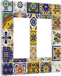 Yellow Mexican Moroccan Sun Tile 2 Gang Double GFCI Decorator Rocker/decorator Light Switch Cover Decorative Outlet Wall Plate Electrical Faceplate Screwless