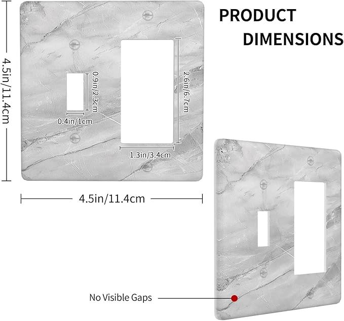 Outlet Covers Gray Marble Pattern 1 Toggle 1 Rocker Combo Light Switch Cover Plate Decorative Switch Plate Covers Electrical Wall Plate for Home Farmhouse Decor