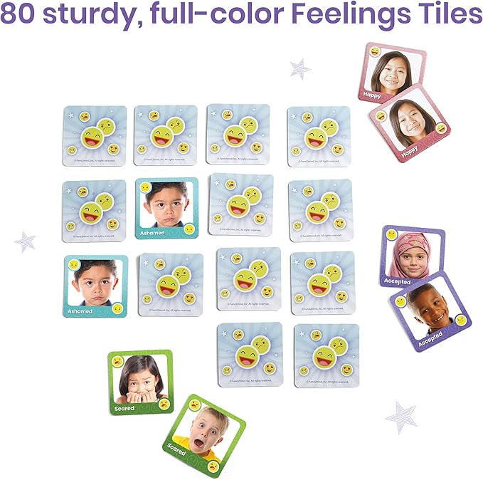 hand2mind Express Your Feelings Memory Match Game, Emotion Cards, Matching Game, Emotional Intelligence for Kids, Play Therapy Games for Kids, Social Emotional Learning Activities, Social Skills Games