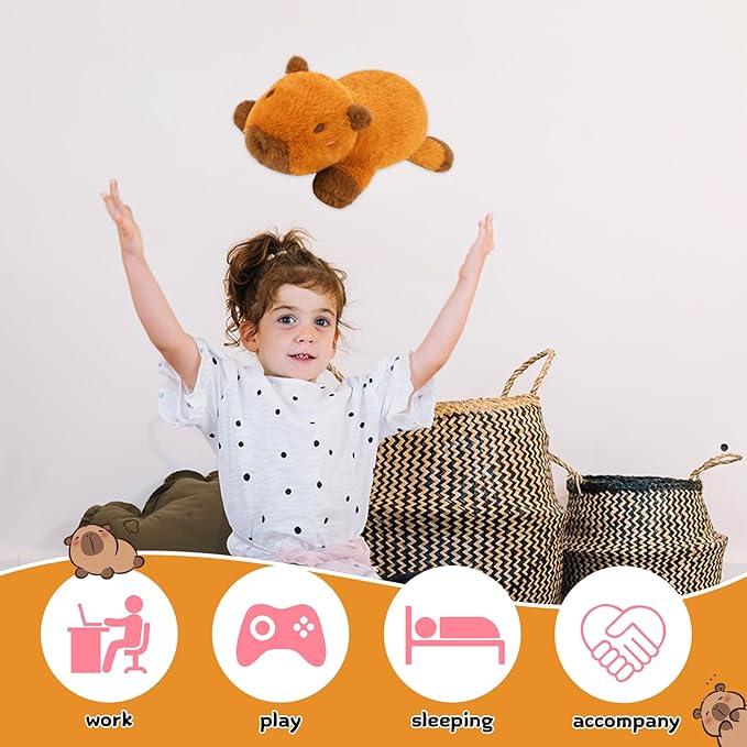 Weighted Capybara Plush,10in 0.8lb Weighted Stuffed Animals Soft Capybara Stuffed Animal,Cute Huggable Small Capybara Weighted Plushie Pillow Toy Gifts for Kids Boys Girls