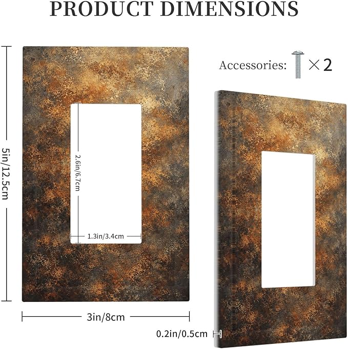 Decorative Outlet Covers Vintage Rust Pattern in Brown gold 1 Gang Rocker Light Switch Cover Plate Single Wall Plates for Electrical Outlets Switch Plate Covers Faceplate for Home Decor