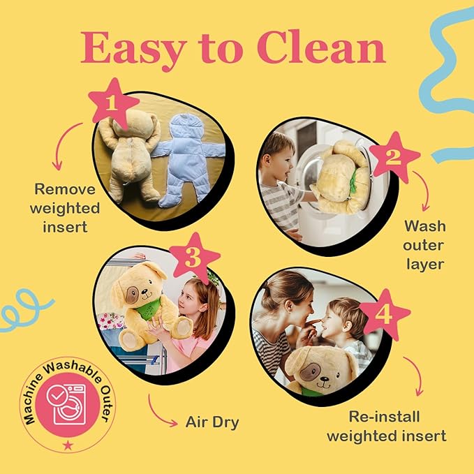 Lilly's Love Weighted Stuffed Animals for Adults & Kids — 5lb Calming Dog Plush for Anxiety, ADHD & Sensory | Machine Washable Weighted Stuffed Animal w/Removable Insert | Dexter The Dog