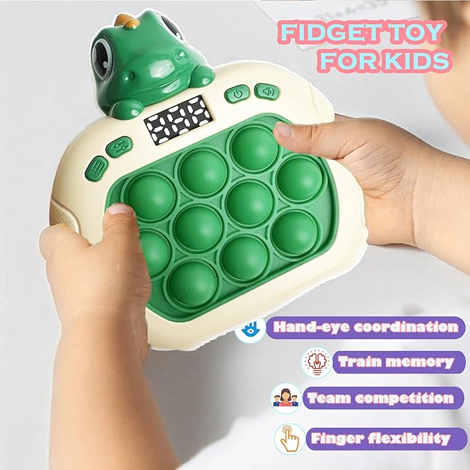 Dinosaur Quick Push Bubble Game,Easter Basket Stuffers Pop Fidget Light up Puzzle Game Sensory Toys,Easter Egg fillers Dinosaur Toys for Kids Boys Girls Toddlers Party Favor