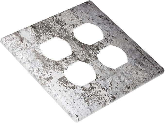 Light Switch Cover Plate Gray White Speckled Weathered Concrete Wall 2 Gang Socket Covers Double Duplex Wallplates Switch Plates and Outlet Covers for Bedroom Home Decor