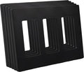 Wall Plates Screwless Design Outlet Covers 5pcs 3-Gang UL Certified Safe Switch Plate Covers Modern Decor Wall Plates Smooth Touch Paintable Cover Plates, Black