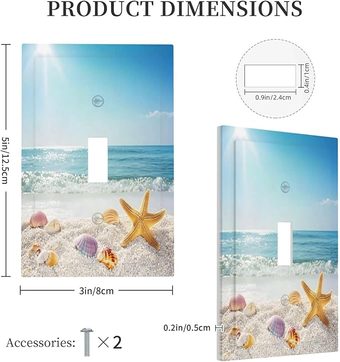 Decorative Light Switch Cover Summer Beach Colorful Seashell Starfish 1 Gang Single Toggle Device Electrical Faceplate Switchplates Decorator Outlet Wall Plate For Kids Room Nursery Decor