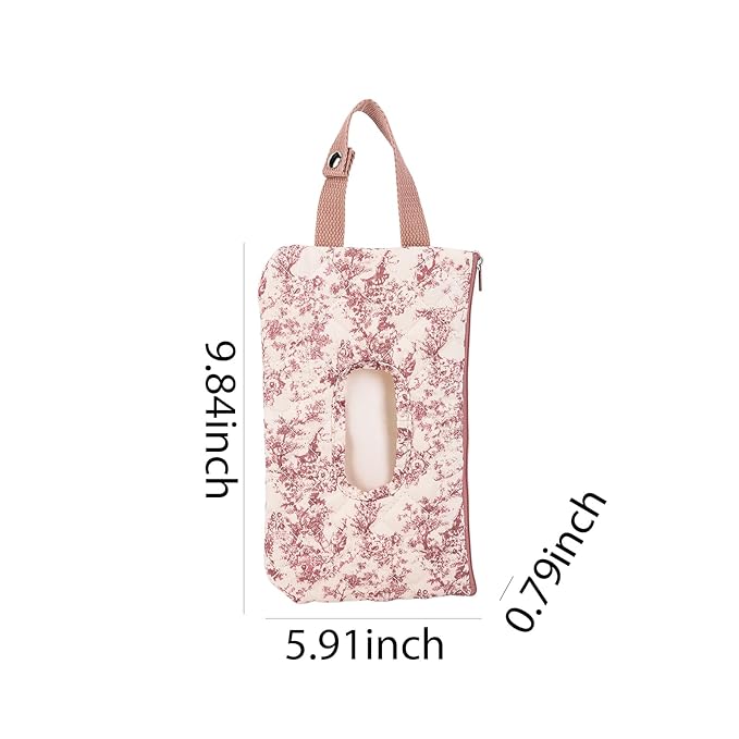 Quilted Baby Diaper and Wipes Pouch Portable Mommy Bag for Stroller Reusable Wipes Pouch with Lanyard (Pink Style 1)