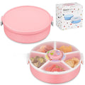 JOOPETALK Kids' Rotating Snack Container Set – 2-Pack, Includes 1 Rotating Snack Container & 1 Round Sectioned Snack Box, BPA-Free, Dishwasher Safe, Perfect for Travel-Pink