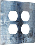 Outlet Covers Navy Blue Gray Abstract Ink Painting 2 Gang Decorative Light Switch Cover Double Duplex Wall Plates Switch Plates Electrical Socket Covers for Bathroom Bedroom Decor