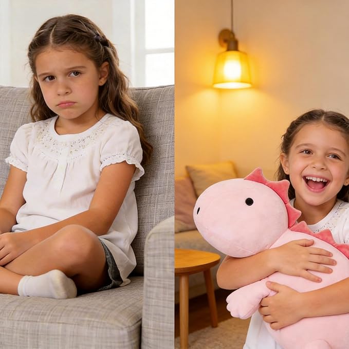 JOD® Weighted Dinosaur Stuffed Animals, Dinosaur Weighted 4 lbs, 22" Large Weighted Plush Animal, Cute Plush Toy Pillow, Soft Dino Plushie Gifts for Adults, Boys & Girls (55 CM Pink)