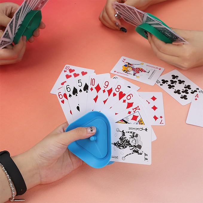 Playing Card Games Holder,6 Pack Triangle Shaped Hands-Free Playing Card Holder for Kids,Adults,Seniors,Poker Parties,Family Card Game Nights&Classroom Activities,6 Colors
