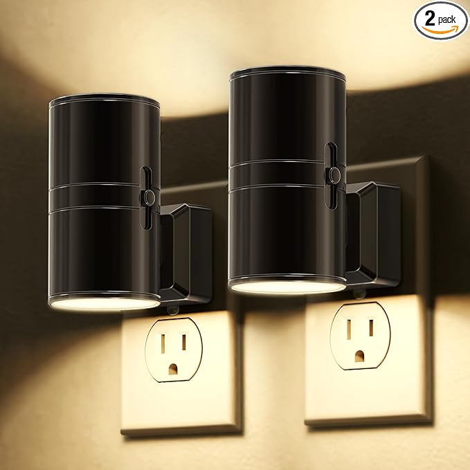 L LOHAS LED Night Light, Automatic Night Lights Plug into Wall, 2 Pack Nightlights with Light Sensor, 3000K Soft White 0-100LM Dimmable Modern Nightlight for Kids Bedroom Hallway