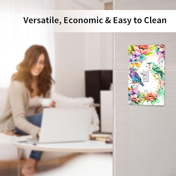 Bird Floral Flower Light Switch Cover Plates Decorative Single Toggle Wall Plate, 1 Gang Lightswitch Cover