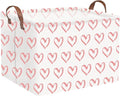 FXOLCSHE Rectangular Valentines Basket,baby Gift Baskets Empty,Pink Gift basket with Handle Organizer,Heart Print easter Baskets,Girl Room Decor(Pink hearts)