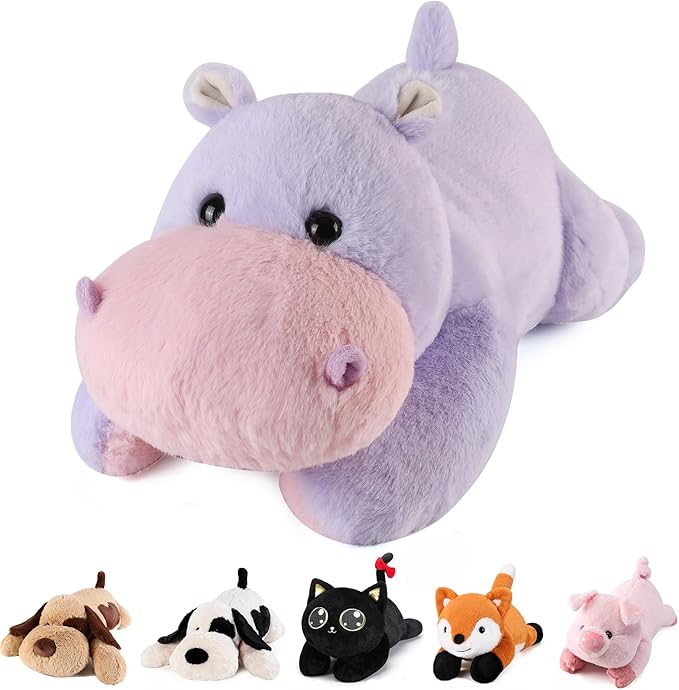 meowtastic Hippo Weighted Stuffed Animals - 22 Inch 4.5 Pounds Weighted Plush Hippo Stuffed Animals - Big Toys Pillow - Cute Plush Toys Gifts for Kids & Adults (22" 4.5 lbs)