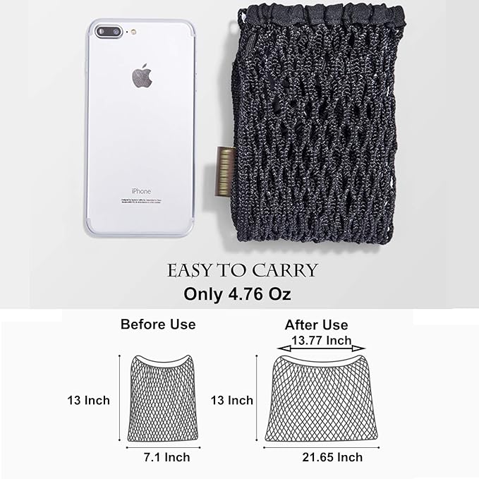 Universal Baby Stroller Organizer Polyester Net Mesh Storage Bag with Extra Large Storage Space, Non-Slip and Adjustable Stroller Accessories for Carrying Diaper Toys and Snacks (Black)