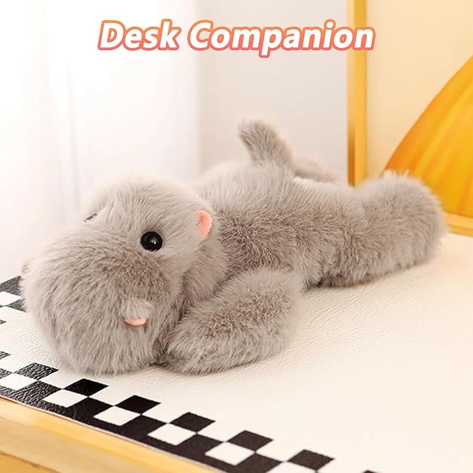 PEACH CAT Hippo Stuffed Animal Cute Hippopotamus Plushies Small Plush Toys Gifts for Kids Dark Gray