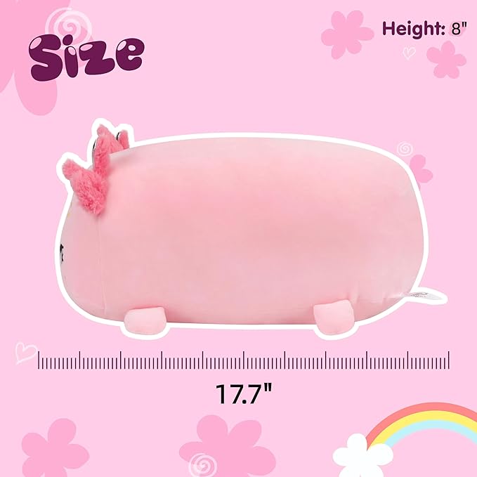 Cuteoy 17.7" Axolotl Stuffed Animal Plush Pillow Soft Comfortable Plushies Large Throw Body Pillow Sleeping Salamander Plush Toy for Girls Boys Birthday