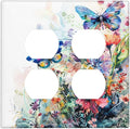 Decorative Outlet Covers Watercolor Colorful Floral Butterflies Wildflowers 2 Gang Decorative Switch Plate Double Duplex Wall Plates Switch Plates and Outlet Covers for Bathroom Bedroom Decor