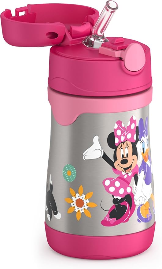 THERMOS Vacuum Insulated Stainless Steel 10oz Straw Bottle, MINNIE MOUSE (Pack of 3)