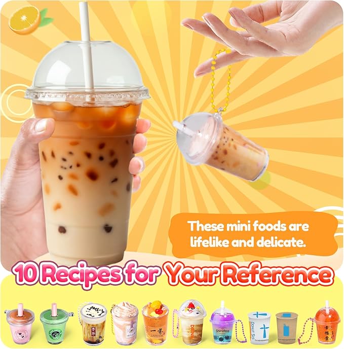 Miniature Cafe & Boba Tea Slime Kit for Kids, 53PCS Mini Dessert Cup Slime Making Kit, Kitchen DIY Pretend Play Food Toys, Party Goodie Bag Stuffers for Girls Ages 4 5 6 7 8 9 10