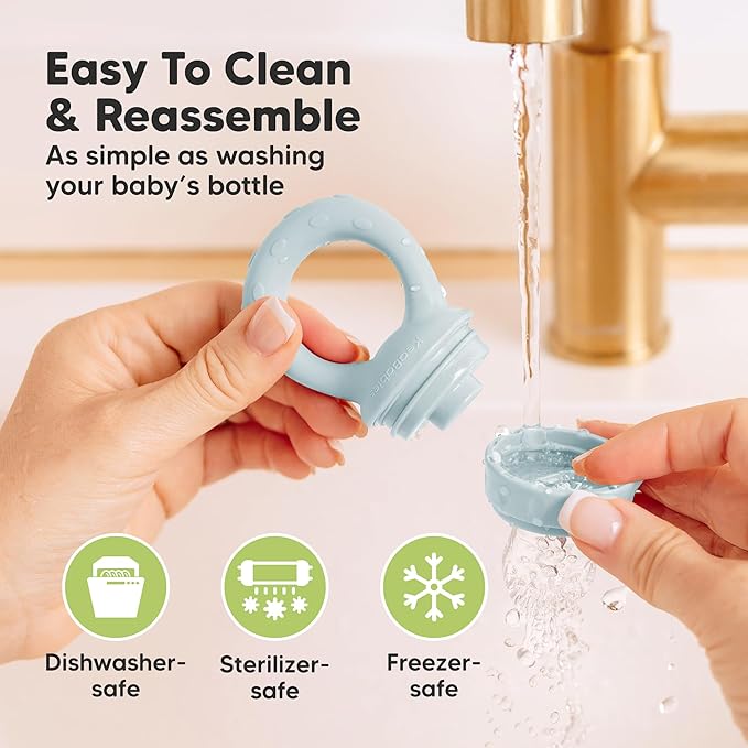KeaBabies Baby Fruit Feeder 2pk - Silicone Baby Food Feeder for Babies 6-12 Months, Breast Milk Popsicle Teether, Weaning, Pacifier, Freeze Frozen Solid Food, Infant Feeding Essential (Peace)