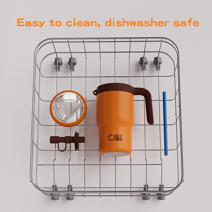 OISIZ 14oz Kids Tumbler with Straw Lid & Handle,Kids Cup with Animal Accessory for School,Kids Water Bottles with Dust-proof Cover,Leakproof Water Bottles,316 Stainless Steel,Keep Cold 24 Hours-orange