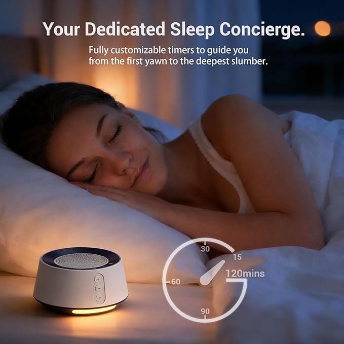 BGOVERSS White Noise Machine with Night Light – 20 Soothing Sounds, 10 Color Lights, 5 Timer Settings & Memory Function, Portable Sleep Sound Machine for Baby Nursery, Kids & Adults, Black