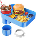 Car Seat Cup Holder Snack Tray for Kids, Reduces Mess, Detachable Large Base & Adjustable Ring, Carseat Tray for Toddler, Car Seat Food Tray Eating Table for Kids Travel Road Trip -Blue