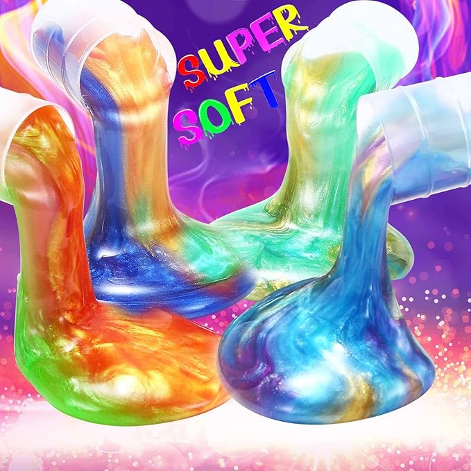 Barrel Slime 48 Pack, Mini Galaxy Slime Party Favors for Girls Boys, Super Soft and Stretchy Slime Kit for Kids Valentine, Classroom Prizes, Carnival Prizes, Goodies Bag Stuffer