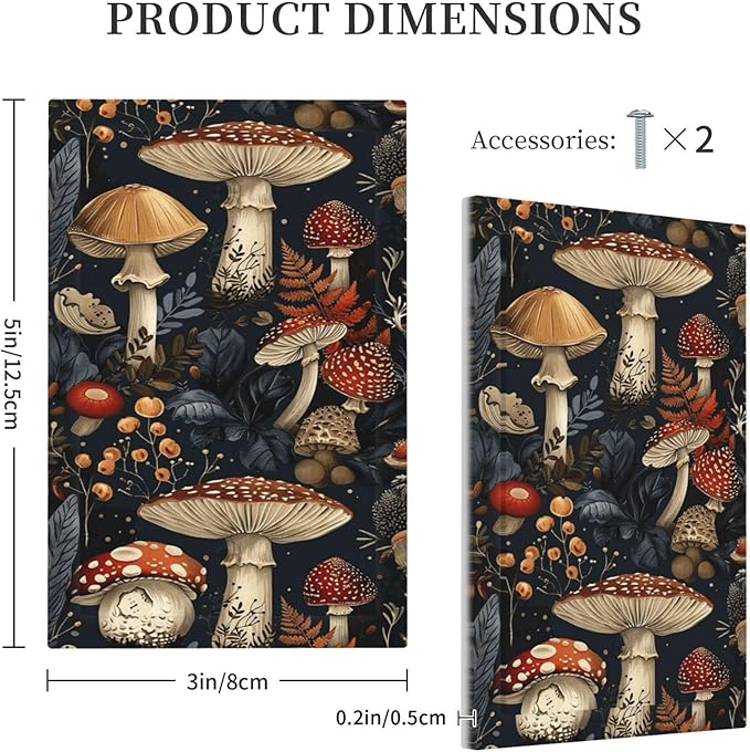 Light Switch Cover Plate Vintage Mushroom Floral 1 Gang No Device Blank Wall Plate Decorative Switch Plate Covers Electrical Outlet Cover for Bedroom Kids room Decor
