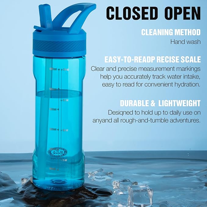 OLDLEY 20 kids Water Bottle with Straw,Tritan BPA-Free,Leak-Proof Design for Travel, Home, School,(Blue)