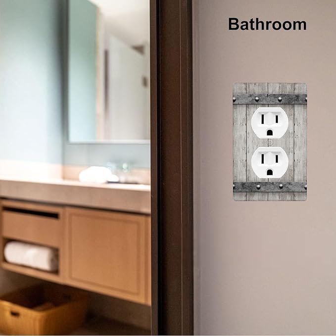 Rustic Cabin Wooden Texture 1-Gang Duplex Wall Plate, Vintage Gray Wood Outlet Cover for Cabin, Lodge, Farmhouse & Bedroom