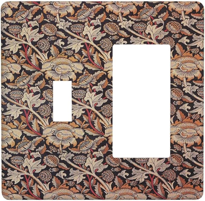 Outlet Covers Vintage William Morris Floral Plants 1 Toggle 1 Rocker Combination Decorative Wall Plate Light Switch Cover Plate Electrical Switch Plates for Bedroom living Room Decor