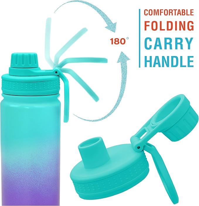 CHILLOUT LIFE 17 oz Kids Insulated Water Bottle for School with Leakproof Spout Lid and Cute Waterproof Stickers, Personalized Stainless Steel Thermos Flask Metal Water Bottle for Girls & Boys