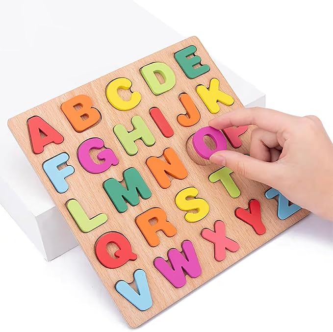 Wooden Puzzles for Toddlers, 2pack Alphabet Shape Puzzles for Kids Wooden Montessori Toddler Alphabet Number Shape for Kids 3 Years Old Boys & Girls