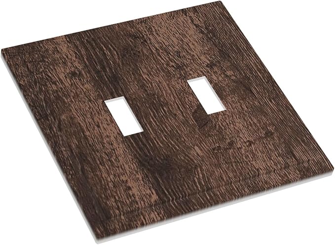 Light Switch Cover Plate Rustic Brown Wood Plank Retro Wooden Board 2 Gang Double Switch Plate Covers Toggle Wallplate Decorative Outlet Covers Electrical Switchplate for Farmhouse Home Decor