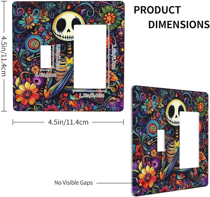 Outlet Covers Colorful Flowers Abstract Skull 1 Toggle 1 Rocker Combination Decorative Wall Plate Electrical Switch Plates Light Switch Cover Plate For Home Living Room Decor