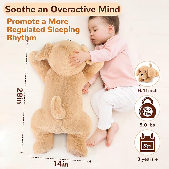 gnomantic Yellow Lab Weighted Stuffed Animals - 28 Inch 5.0 Pounds Weighted Plushies Labradoodle Stuffed Animal - Large Dog Plush Pillow - Cute Plush Toy Gifts for Kids & Adults (28" 5.0 lbs)