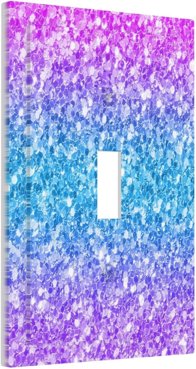 Light Switch Cover Plate Fantasy Colorful Glitter Blue Purple Gradient 1 Gang Wall Plate Cover Single Toggle Outlet Covers Decorative Switch Plate Covers Electrical Faceplate for Kids Room Home