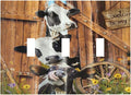 Decorative Switch Plate Covers Farm Cow Farmhouse Barn Door Rustic Vintage Wooden 3 Gang Light Switch Cover Country Wildlife Funny Triple Toggle Wall Plate Electrical Faceplate
