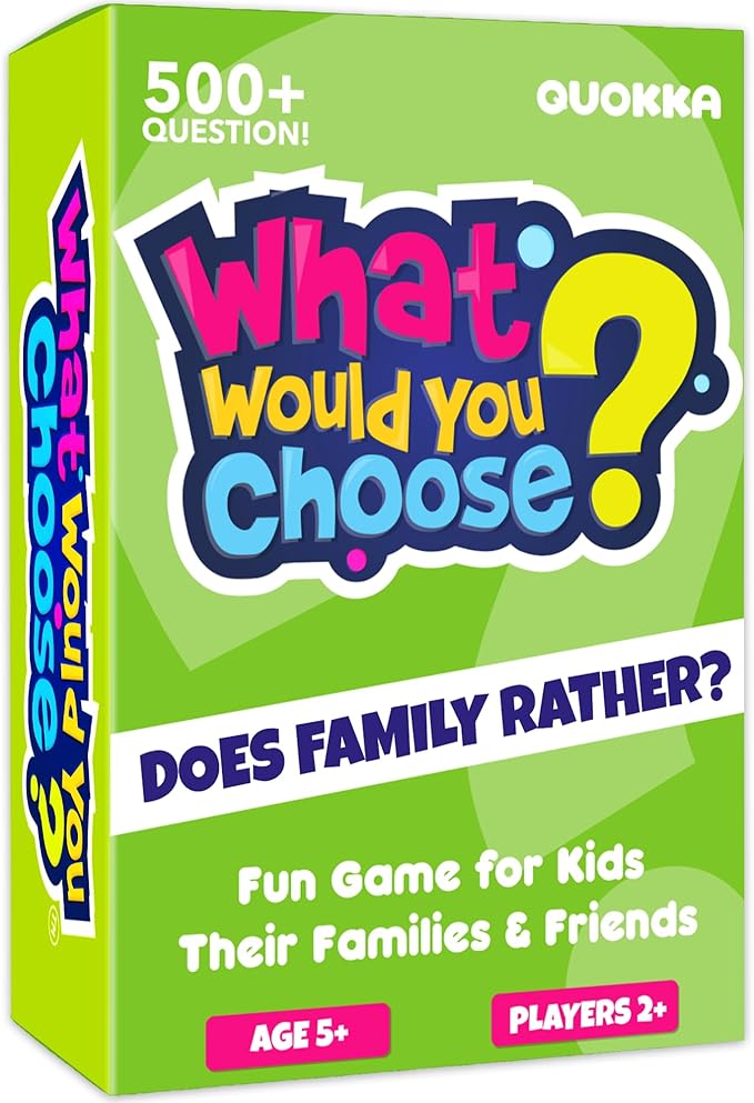 QUOKKA Board Games for Kids 8-12 – Family Games for Kids and Adults – What Would You Choose – 500+ Questions – Does Family Rather – Fun Card Game for Families and Teens