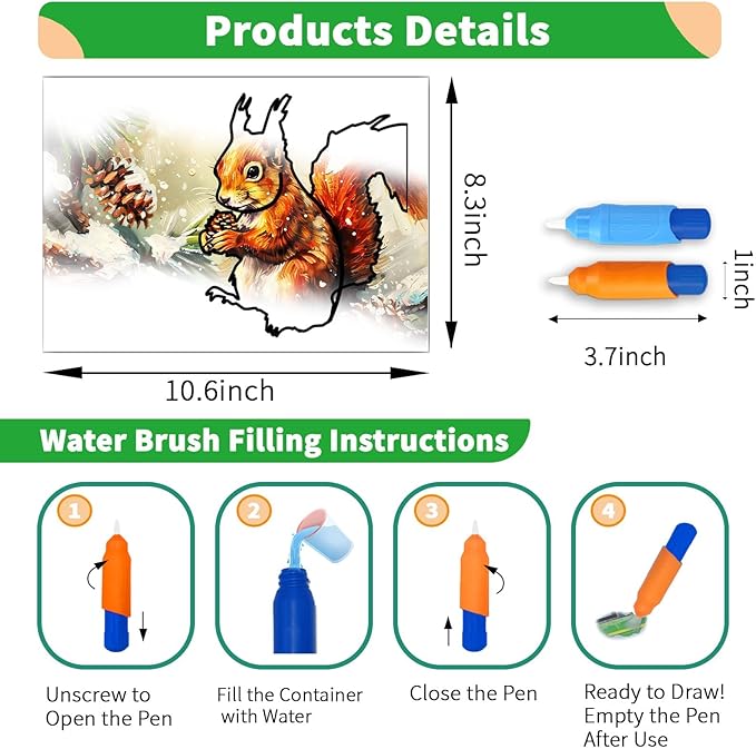 25 Pack Dementia Products for Elderly Reusable Water Doodle Coloring Set for Seniors Dementia Activities Animals Water Painting Toys for Alzheimer's Painting Gifts for Nursing Home Patients
