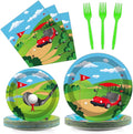 96 Pcs Golf Party Plates Napkins Tableware Set Golf Birthday Party Supplies Disposable Paper Dinnerware Sports Ball Theme Table Decoration Favors for Baby Shower Kids Birthday, 24 Guests