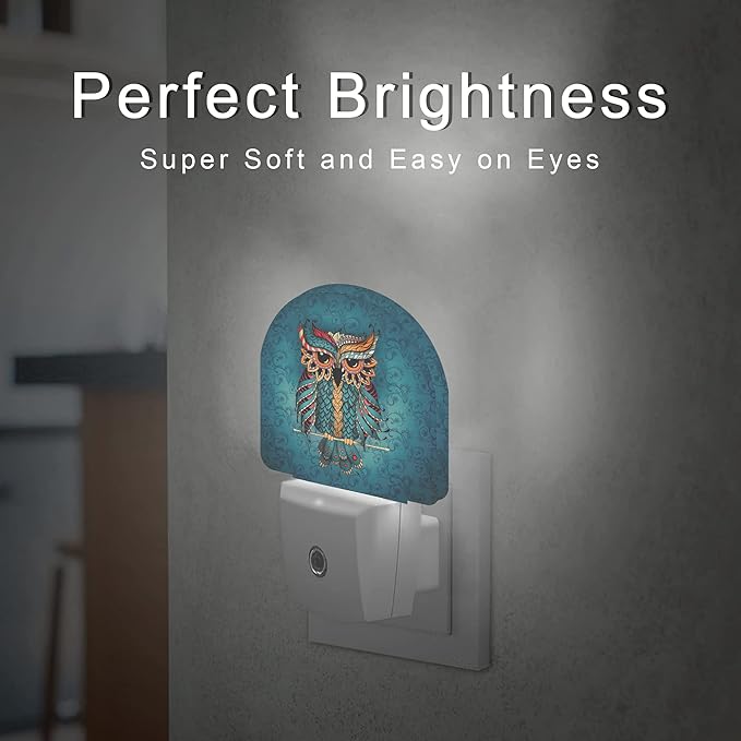 Owl Night Light,Vintage Animals Plug-in Wall Led Night Lights Decor for Boys Girls Room,Dusk to Dawn Sensor Wall Lamp for Stairway/Hallway/Kitchen,0.5W