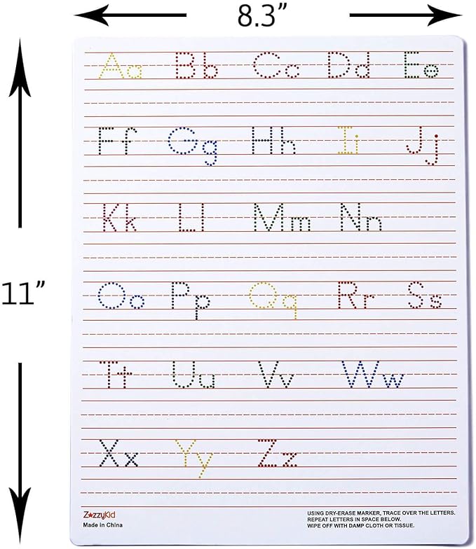 5 PCs Dry Erase Alphabet Tracing Boards: Letter and Numbers Handwriting Practice for Kids Learning, Reusable Boards for Kindergarten and Preschool