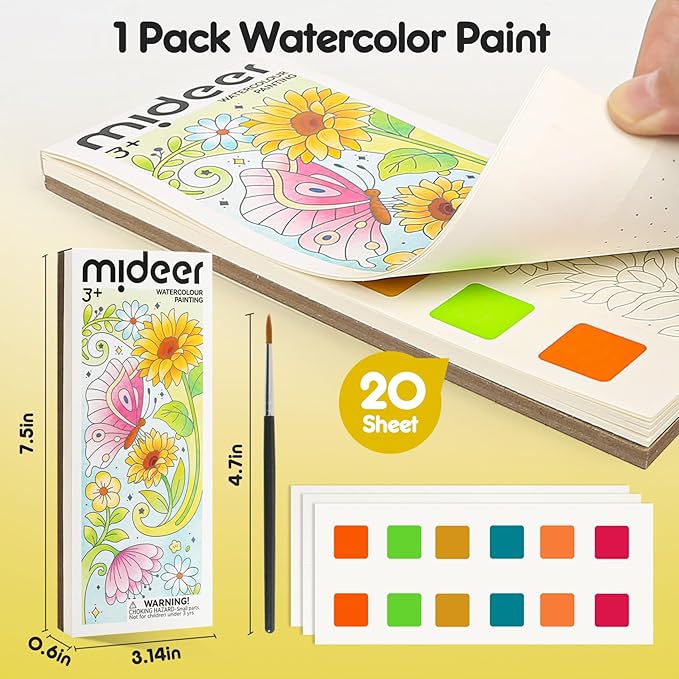 Watercolor Painting Coloring Books, Paint with Water Arts & Crafts Kit for Kids, Pocket Watercolor Paint Bookmarks, Class Activities Art Supplies Party Favors Birthday Gift for Boys and Girls